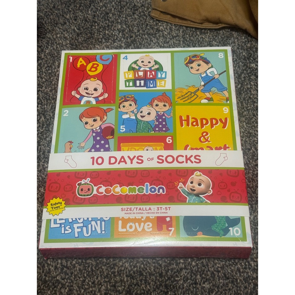 CoComelon 10 Days of Socks Toddler 10 Pair Quarter Socks Box Set 3T-5T